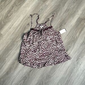 Kensie Purple & White Leopard Loose Tank Top
